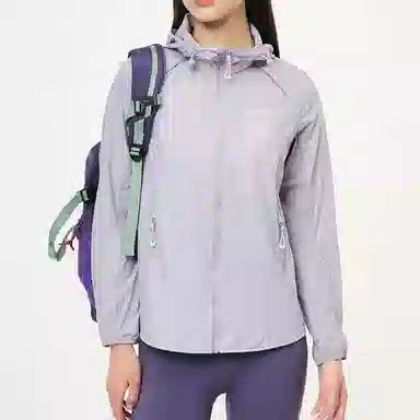 探路者 运动休闲简约连帽拼色 防紫外线防晒服 女款 暮紫色