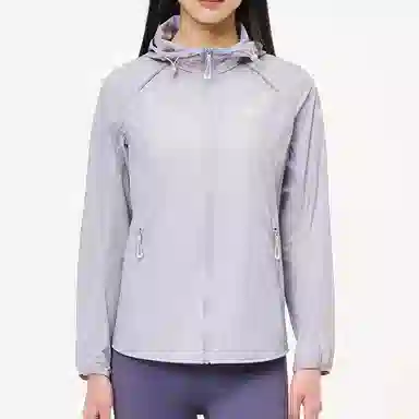 探路者 运动休闲简约连帽拼色 防紫外线防晒服 女款 暮紫色
