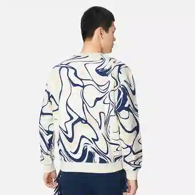 中国李宁 潮流音乐节系列 趣味印花宽松运动套头卫衣 男款 米白色  