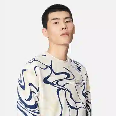 中国李宁 潮流音乐节系列 趣味印花宽松运动套头卫衣 男款 米白色  