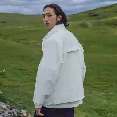 中国李宁 花卉立领宽松夹克外套 男女同款 白色