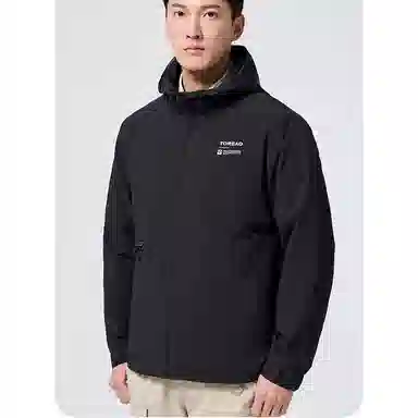 探路者 纯色连帽拉链夹克外套 男款
