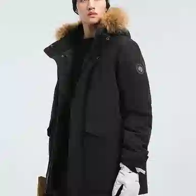探路者 耐磨保暖防风羽绒服 男款 黑色