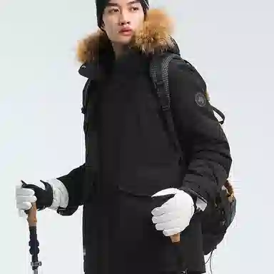 探路者 耐磨保暖防风羽绒服 男款 黑色