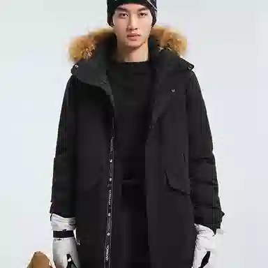 探路者 耐磨保暖防风羽绒服 男款 黑色