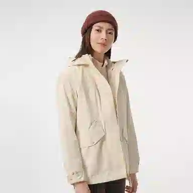 探路者  运动休闲简约纯色  防水防风保暖冲锋衣 女款 米色