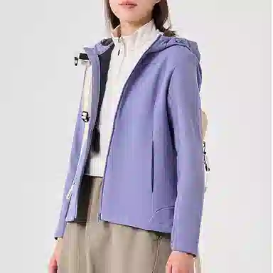 探路者 纯色百搭连帽简约夹克外套 女款 寂静紫
