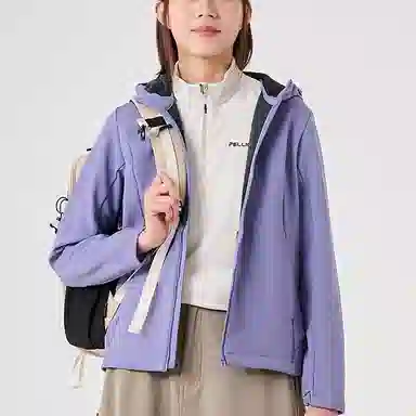 探路者 纯色百搭连帽简约夹克外套 女款 寂静紫