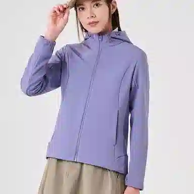探路者 纯色百搭连帽简约夹克外套 女款 寂静紫