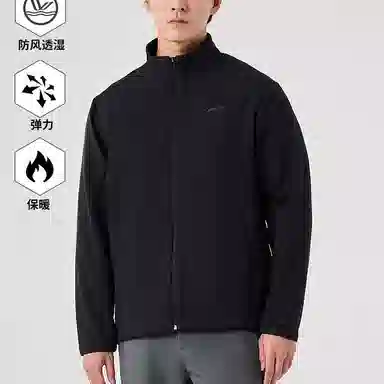 探路者 简约舒适休闲百搭纯色夹克外套 男款 黑色