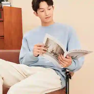 鸿星尔克 综训系列运动生活系列 休闲圆领套头上衣简约舒适纯色卫裤卫衣套装 男款 羽灰蓝