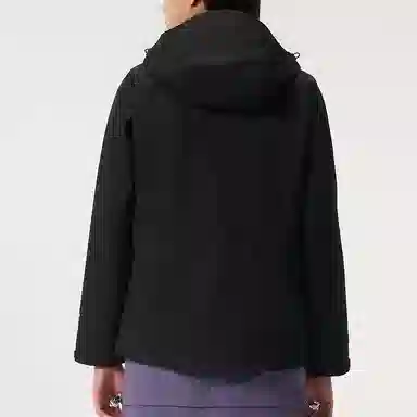 探路者  运动休闲纯色简约  防水防风冲锋衣 女款 黑色