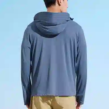 探路者 纯色拉链运动修身透气针织防晒服 男款 复古蓝