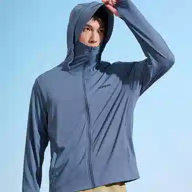 探路者 纯色拉链运动修身透气针织防晒服 男款 复古蓝