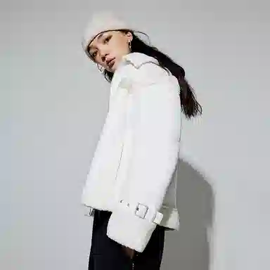 中国李宁 纯色拉链翻领夹克外套 女款 乳白色