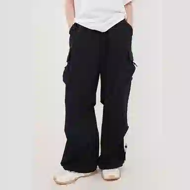 探路者 纯色户外透气速干弹力中腰宽松直筒休闲裤 男女同款