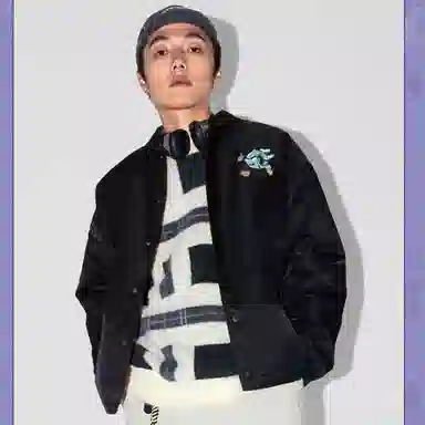 中国李宁 印花宽松舒适休闲棉服 男女同款 黑色