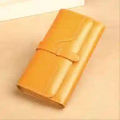 歌若拉 长款真皮简约百搭气质一体软皮多卡功能 牛皮 钱包 常规 女款 多色