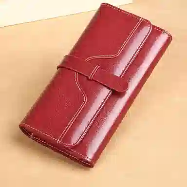 歌若拉 长款真皮简约百搭气质一体软皮多卡功能 牛皮 钱包 常规 女款 多色