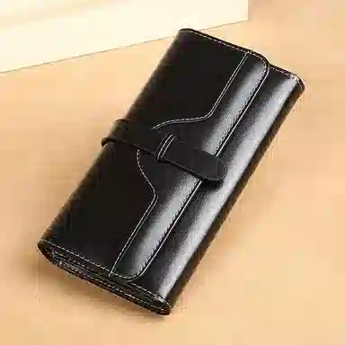 歌若拉 长款真皮简约百搭气质一体软皮多卡功能 牛皮 钱包 常规 女款 多色