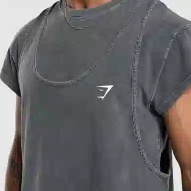 Gymshark Durable Washed Double-Layer Crew Tee Black