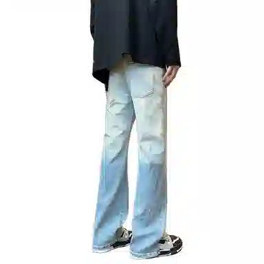 尘映 美式高街潮牌休闲宽松直筒牛仔裤 男女同款