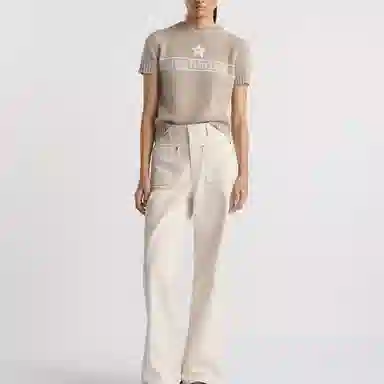 DIOR SS25 Embroidered Cashmere Sweater Khaki