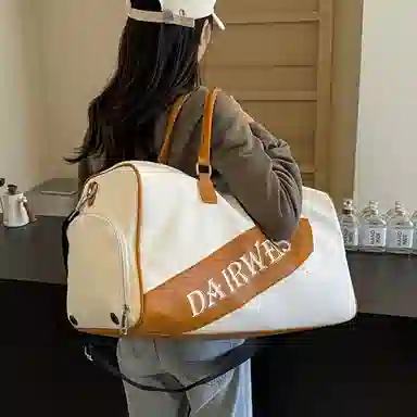 恒源祥 短途出行露营休闲轻便字母印花防水多功能 布 行李旅行包 男女同款情侣款 多色