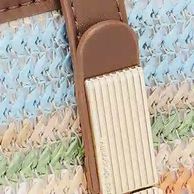 红蜻蜓 小众设计简约编织撞色 织物 水桶包单肩包手提包 女款 彩虹色