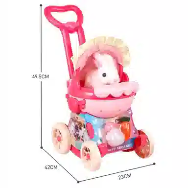 益米 电动毛绒小兔子手推车 会走会叫 装扮配件套装 早教益智玩具