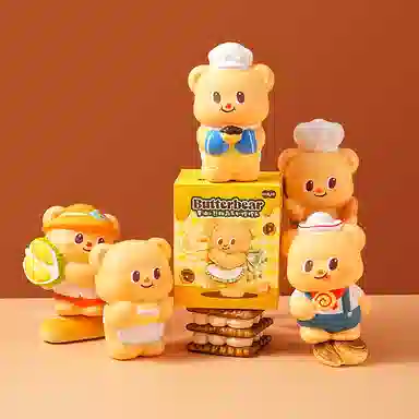 九木杂物社 黄油小熊 甜品系列 捏捏乐解压玩具慢回弹摆件可爱  盲盒类 单个盲盒