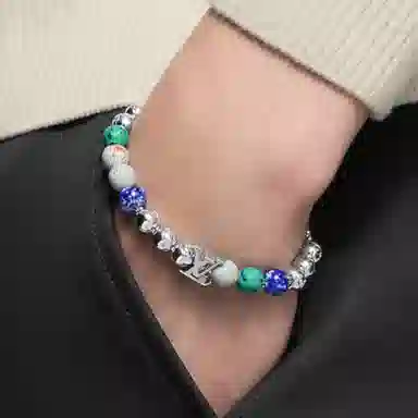 Louis Vuitton Monogram Recycled Bracelet Silver Blue Green