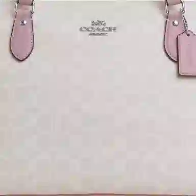 COACH Gallery Signature 37 Tote Bag Large White Pink