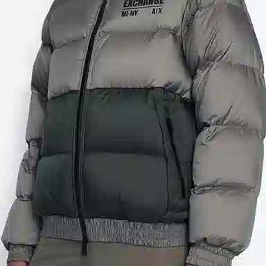 Armani Exchange FW22 Colorblock Logo Down Jacket Dark Grey