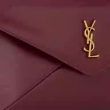 Saint Laurent Le Cassandre Large Leather Clutch Deep Ruby