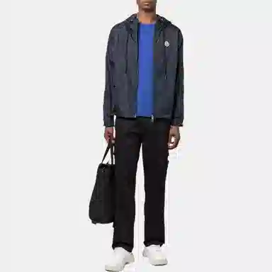 Moncler SS22 Logo Patch Hoodie Jacket Blue