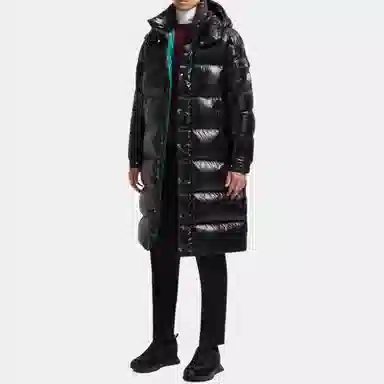 Moncler Hanoverian Hooded Square-Quilted Long Down Jacket
