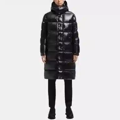 Moncler Hanoverian Hooded Square-Quilted Long Down Jacket