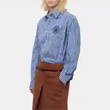 MARDI MERCREDI FW25 COTTON SHIRT STRIPE_BLUE NAVY