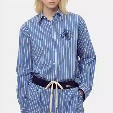 MARDI MERCREDI FW25 COTTON SHIRT STRIPE_BLUE NAVY