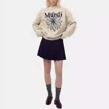 MARDI MERCREDI FW25 SWEATSHIRT FLOWERMARDI NEEDLEWORK_OATMEAL NAVY