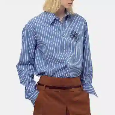 MARDI MERCREDI FW25 COTTON SHIRT STRIPE_BLUE NAVY