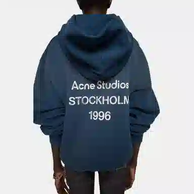 Acne Studios Back Logo Hoodie Navy