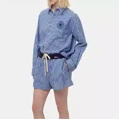 MARDI MERCREDI FW25 COTTON SHIRT STRIPE_BLUE NAVY