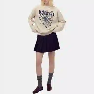 MARDI MERCREDI FW25 SWEATSHIRT FLOWERMARDI NEEDLEWORK_OATMEAL NAVY