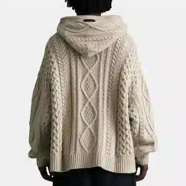 Fear of God Essentials Cable Knit Hoodie Silver Cloud