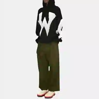 JW Anderson Large Logo Wool Hoodie Black