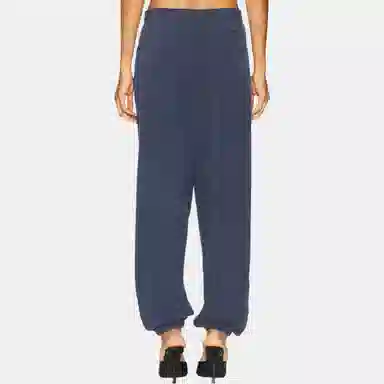 Alexander Wang SS25 Logo Pleated Knit Pants Navy