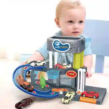 乐乐鱼 变色小车洗车场轨道车互动模拟停车场汽车 精致 玩具