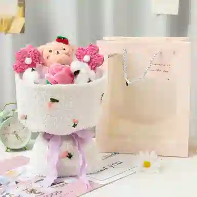 朵喵呦 小兔小熊毛绒公仔花束 创意永生花 陪伴安抚治愈 玩偶周边